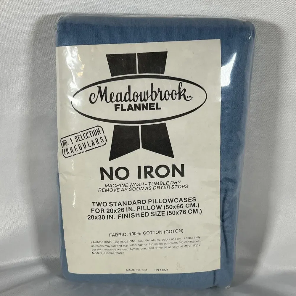 Vintage Meadowbrook Standard Pillowcases Flannel 100% Cotton 20x26